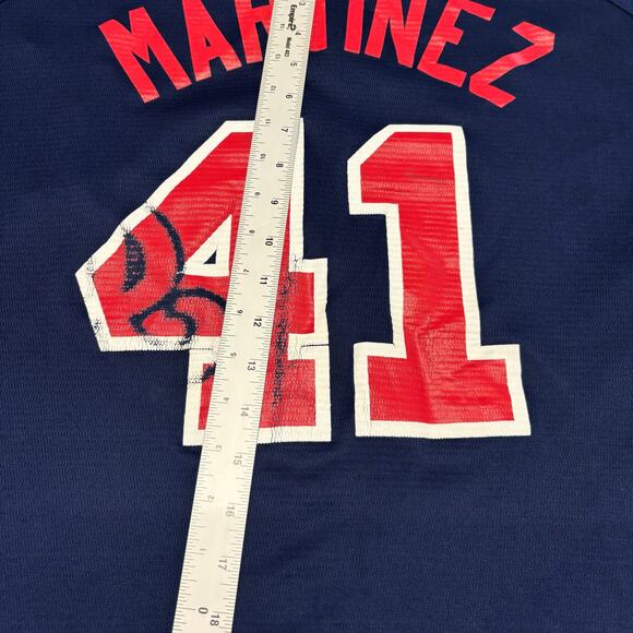Vintage Y2K Majestic Cleveland Indians #41 Martinez Mens 2XL Button Up Jersey - Picture 4 of 10